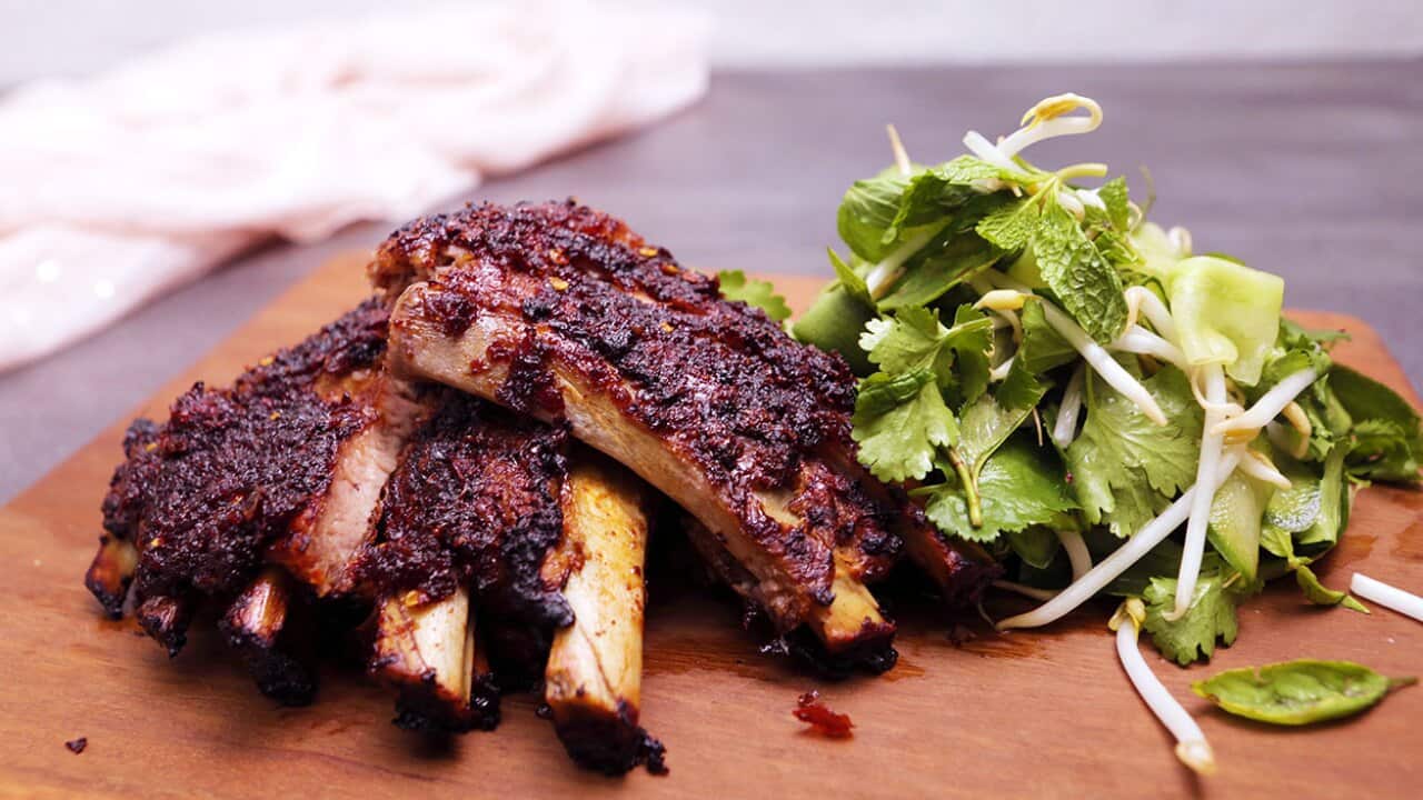 Chilly soy sticky pork ribs