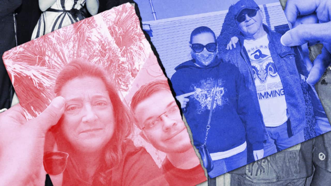 A photo montage featuring different photos of a family.