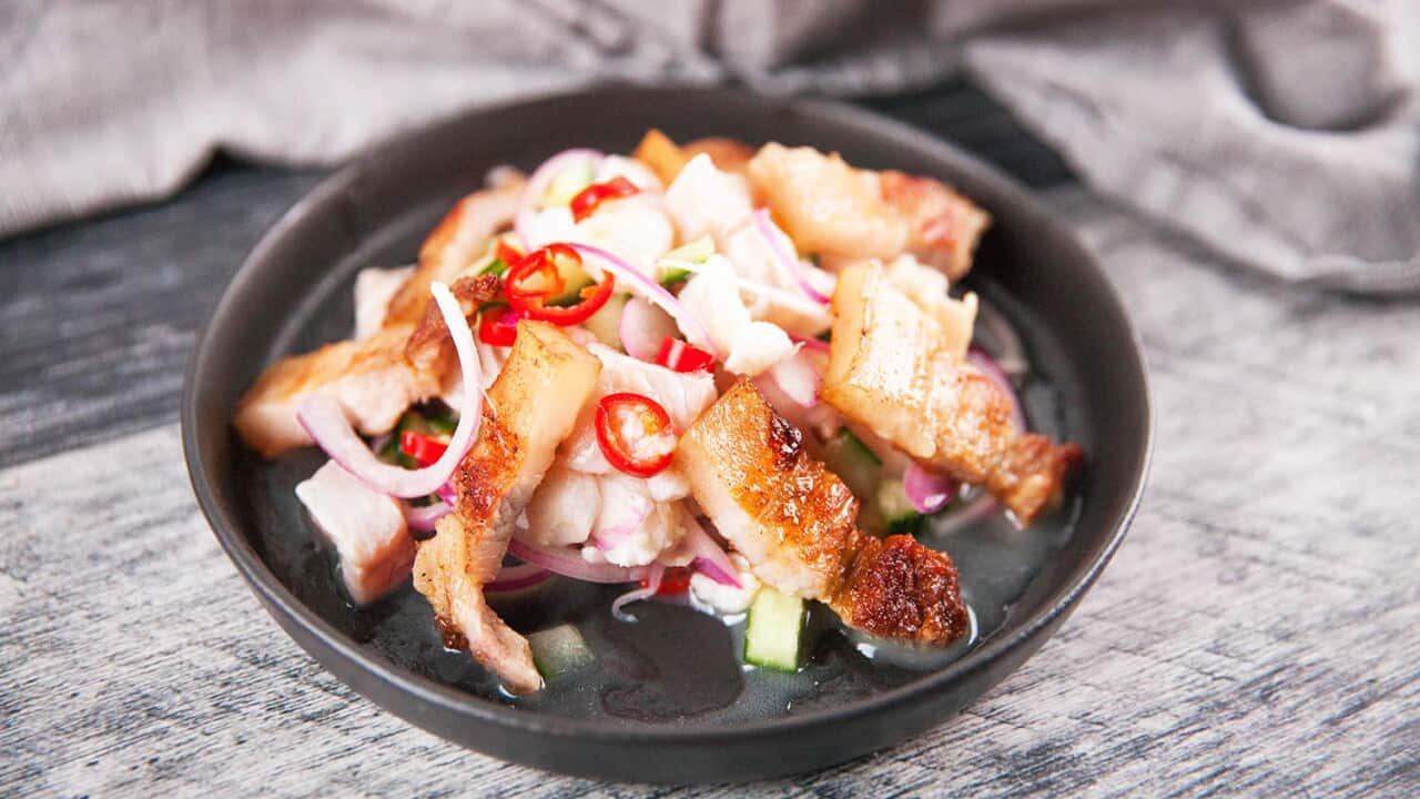Sinuglaw (Pork belly with ceviche)