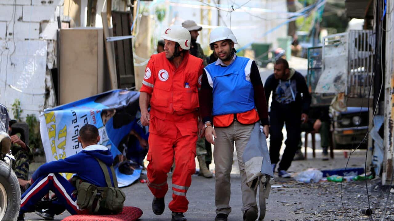Medics inside the Ain el-Hilweh refugee camp near Sidon, southern Lebanon, in 2017.