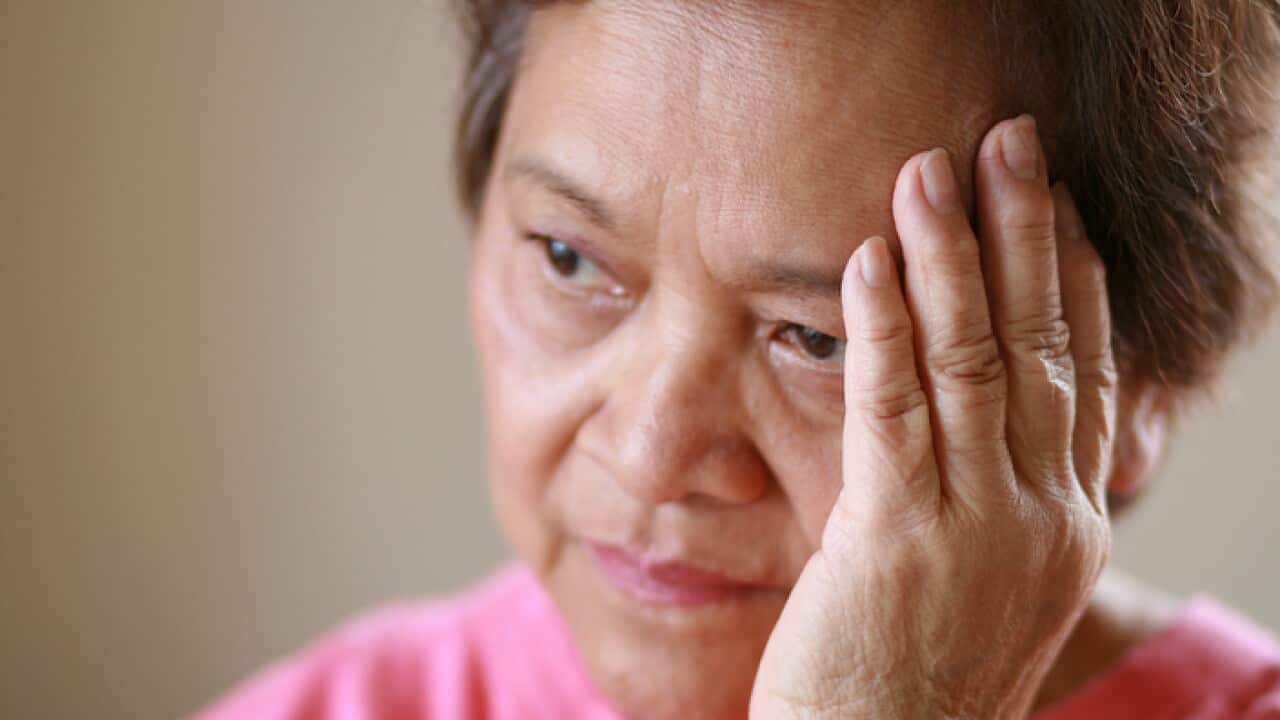 Older woman worried about the future