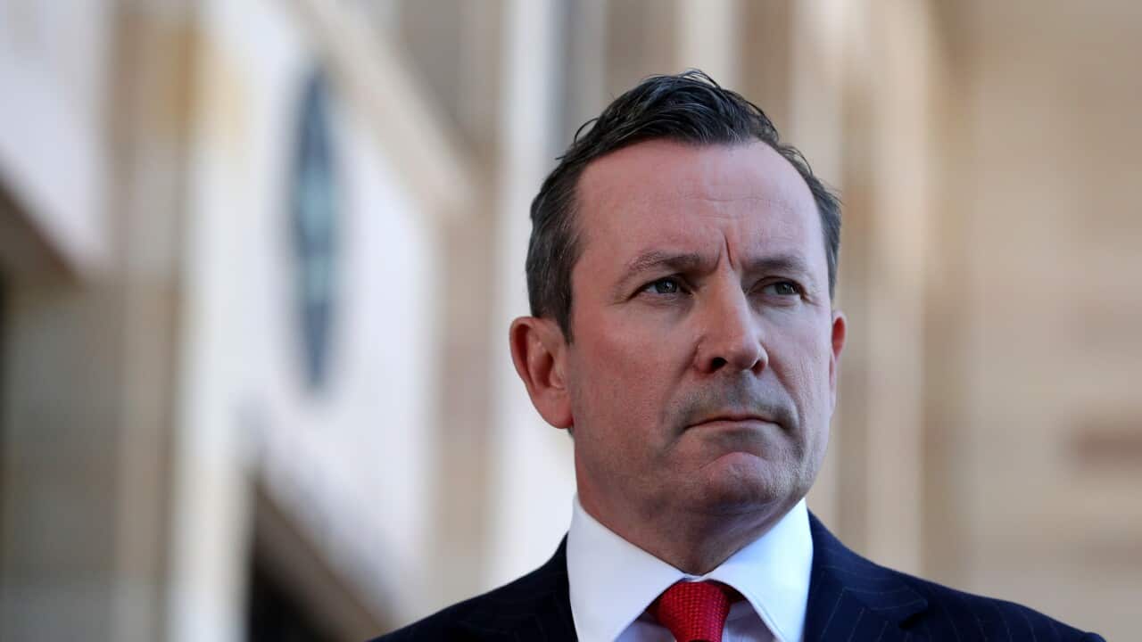 Premier of Western Australia Mark McGowan speaks to the media during a press conference in Perth, Thursday, September 24, 2020. (AAP Image/Richard Wainwright) NO ARCHIVING