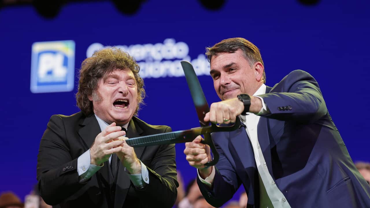 Javier Milei e Flavio Bolsonaro