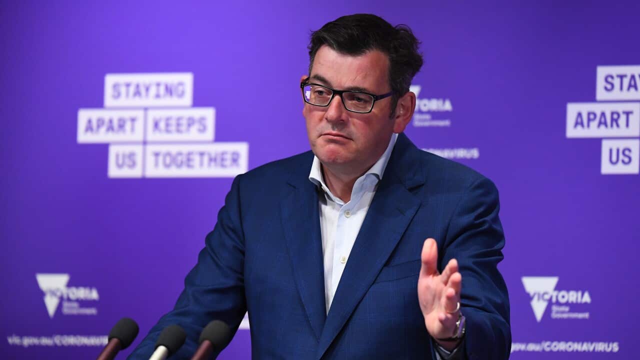 Victorian Premier Daniel Andrews addresses the media during a press conference in Melbourne, Friday, October 9, 2020. Victoria has recorded 11 new cases of coronavirus and zero deaths in the past 24 hours. (AAP Image/James Ross) NO ARCHIVING