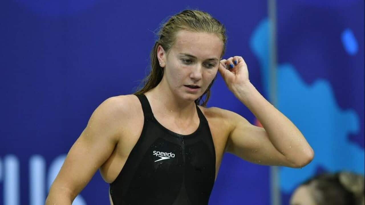 Ariarne Titmus is seen after her win in the 400 metre Freestyle.