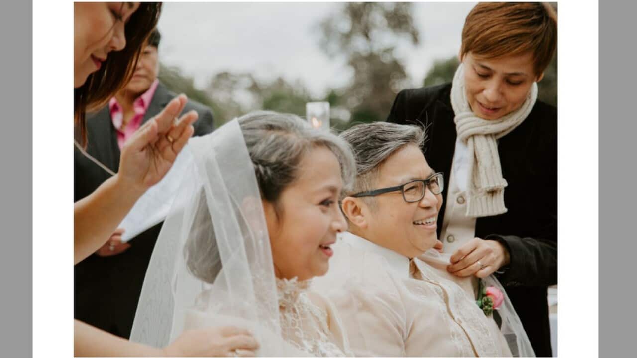 Marie and Lolita tie the knot at Queens Park in Moonee Ponds