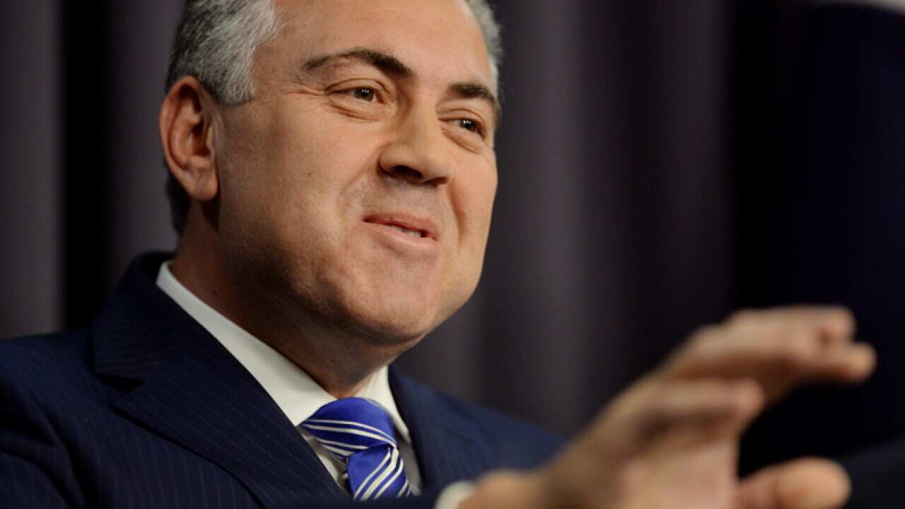 Treasurer Joe Hockey speaks during a press conference