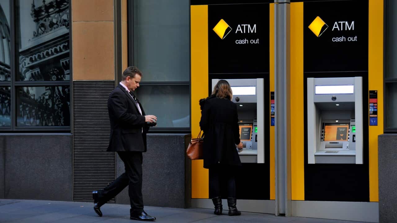 A file image of Commonwealth Bank (CBA) signage in Sydney, Wednesday, June 9, 2014. CBA has agreed to pay $700 million to resolve proceedings brought by AUSTRAC after admitting to breaching anti-money laundering and counter-terrorism laws. (AAP Image/Joel