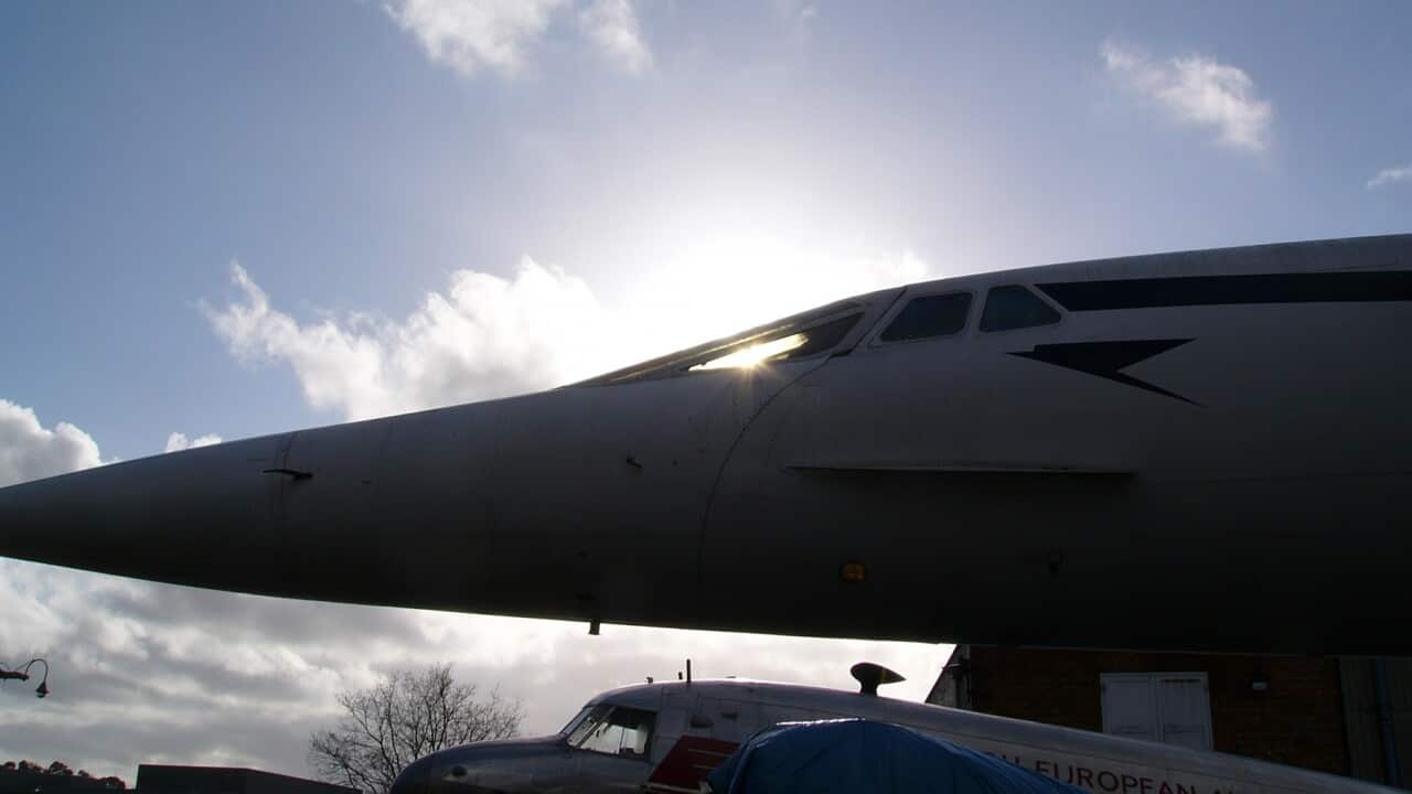 A British Airways Concorde on display at a museum in Surrey (SBS-Allan Lee).jpg
