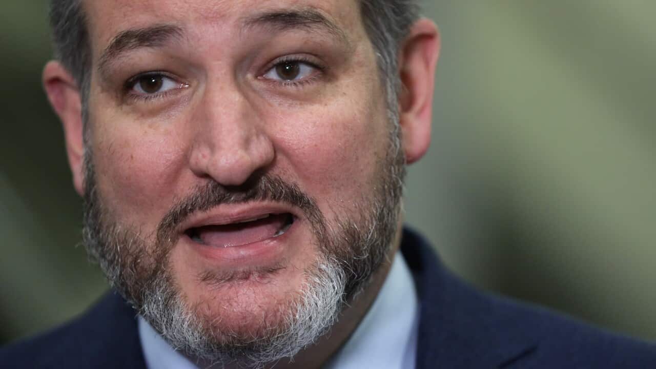 US Senator Ted Cruz speaks to members of the media at the US Capitol in Washington, DC, in January 2020.