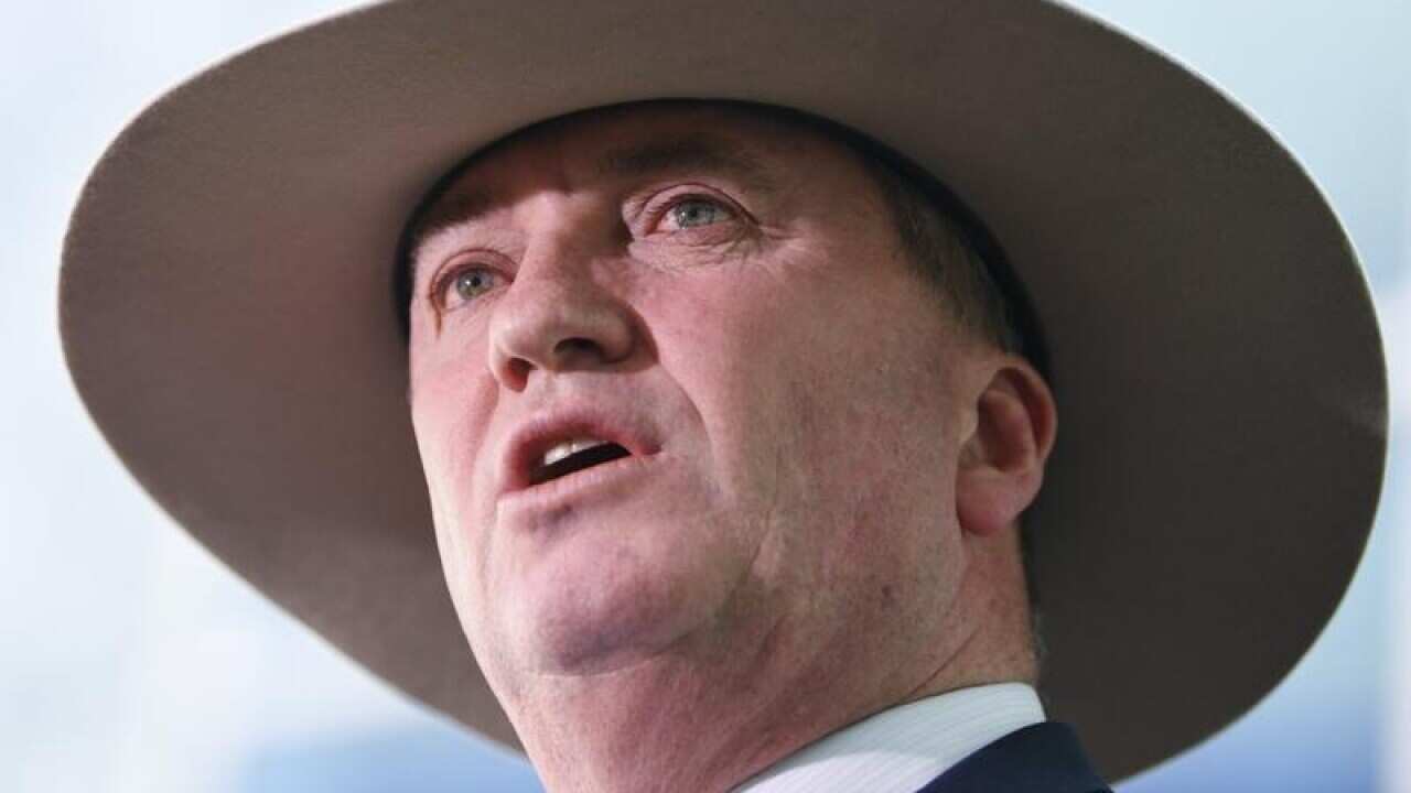 Barnaby Joyce speaks to the media at a press conference in Canberra,