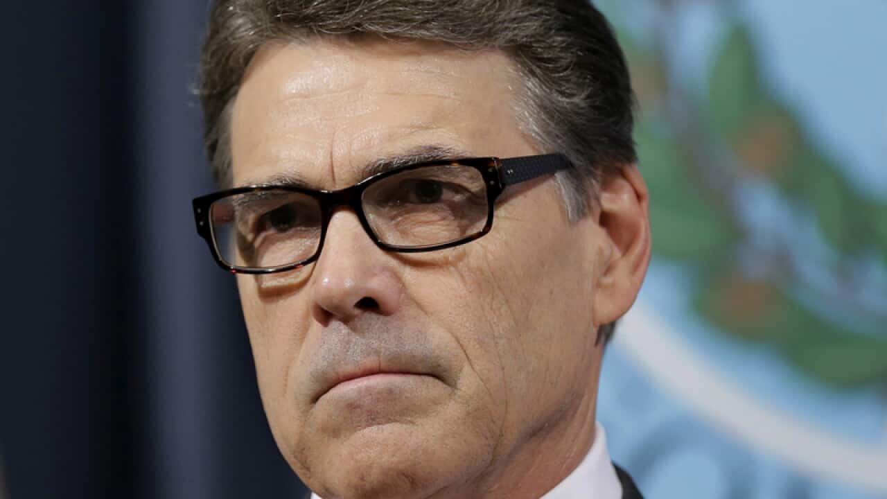 Texas Governor Rick Perry speaks at a Press Conference.