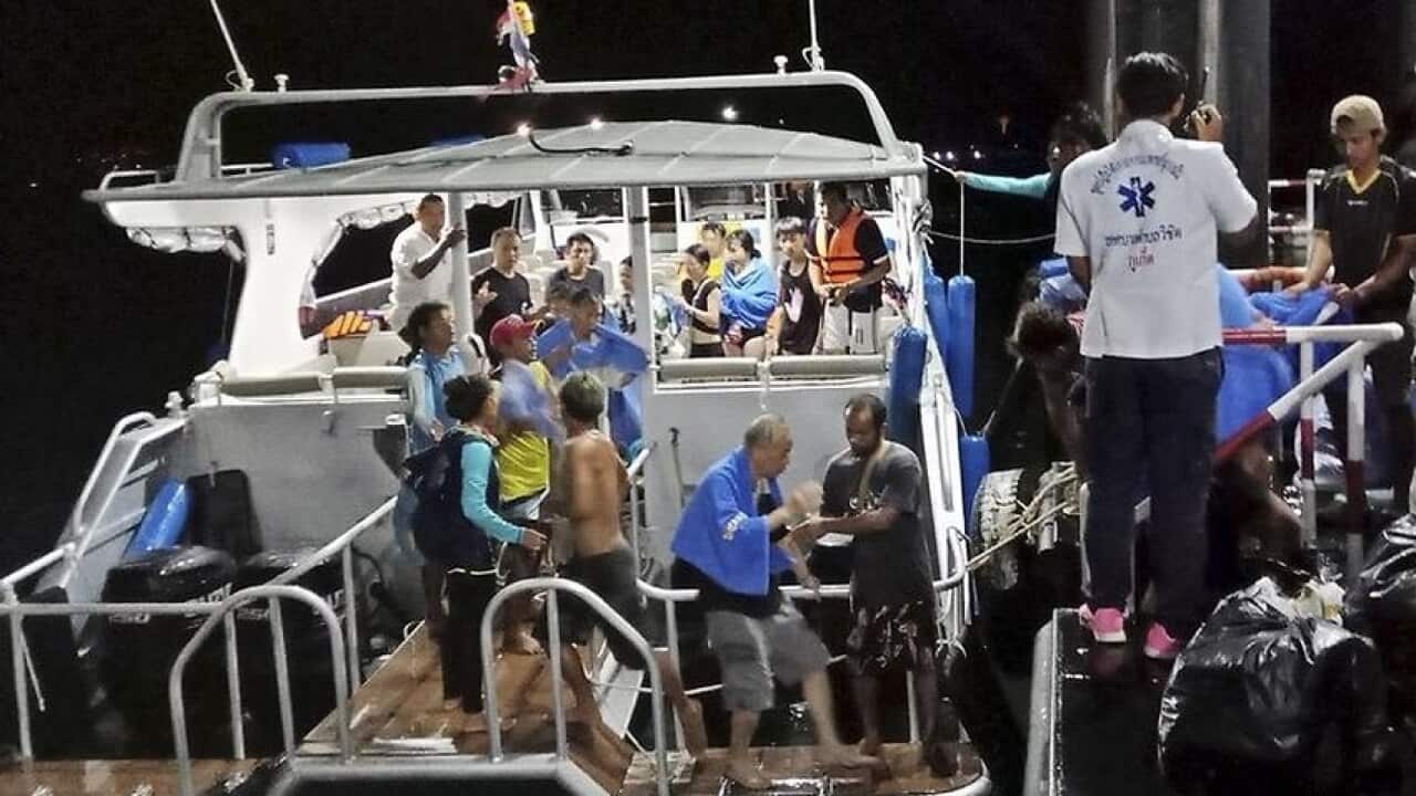 The Thai navy says 49 tourists are missing and 48 have been rescued after a boat capsized. (AAP)
