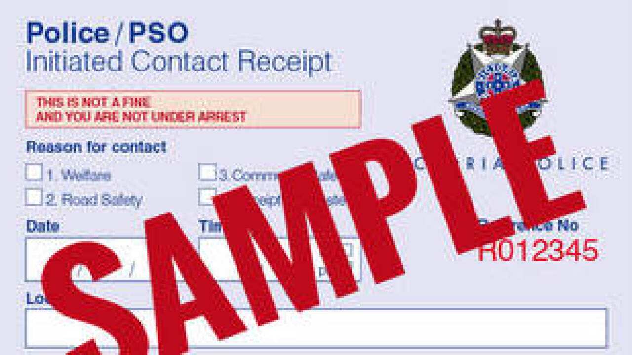 A sample of the new Victoria Police receipt.