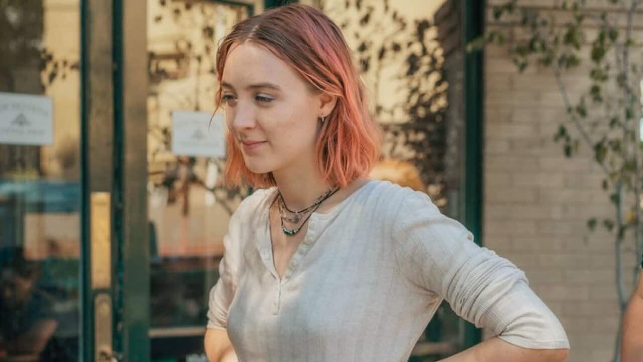 Saoirse Ronan on the set of "Lady Bird"