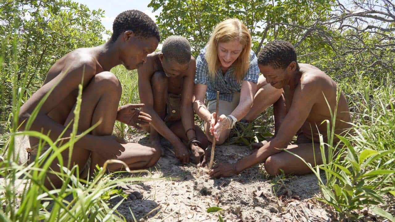 Vanessa Hayes and the Ju/’hoansi family.