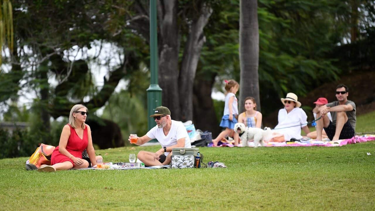 People enjoy a picnic in Brisbane.