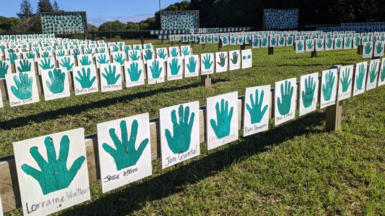 A sea of hands in the town centre shows Norfolk Islander defiance of their government from Canberra