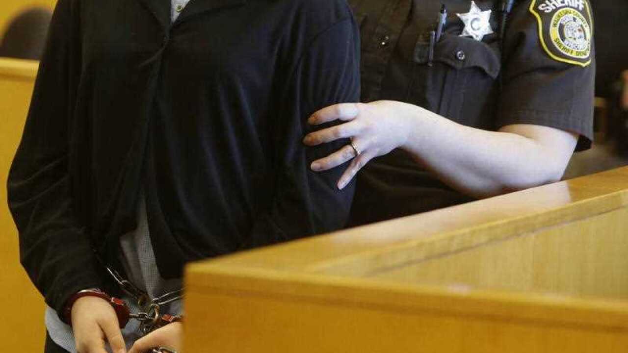 Two Wisconsin girls accused of stabbing their classmate to please horror character Slender Man. (AP Photo/Journal Sentinel, Rick Wood, POOL)