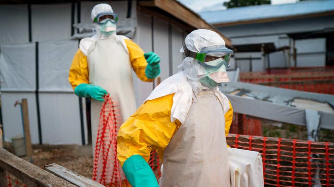 Health workers at a treatment centre in Beni, Congo DRC (AAP)