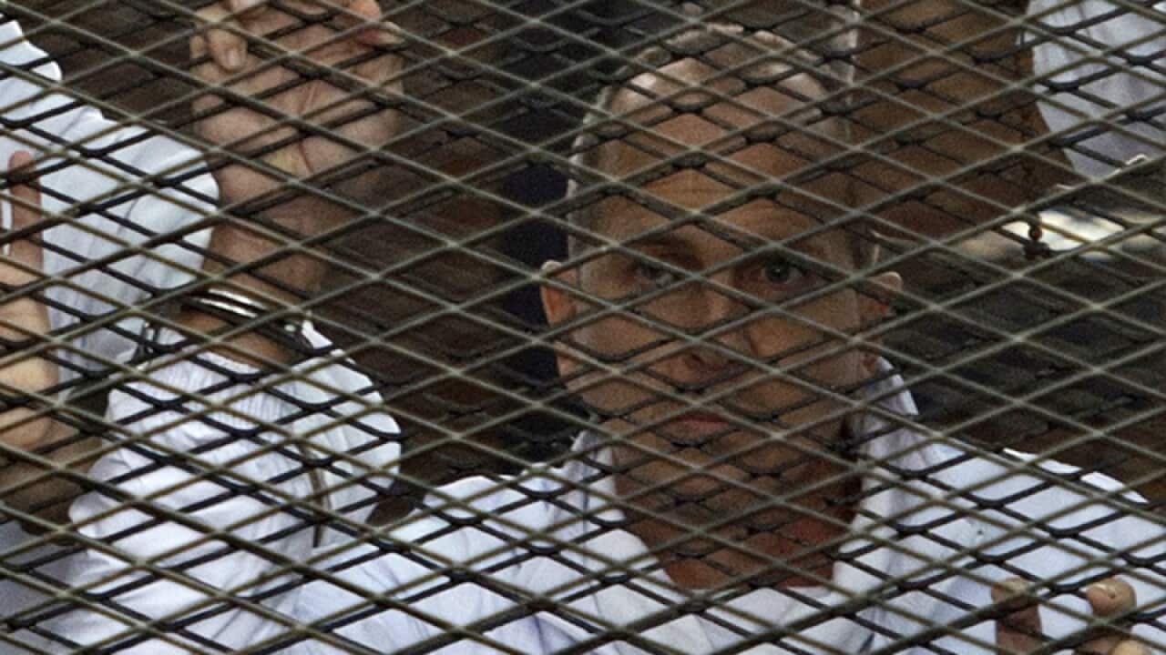 Australian journalist Peter Greste during his trial in Egypt