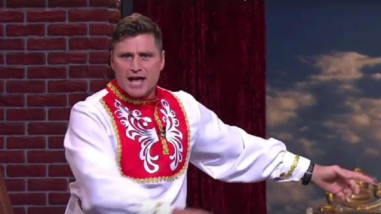 Former footballer Shane Crawford appears on the AFL Footy Show.