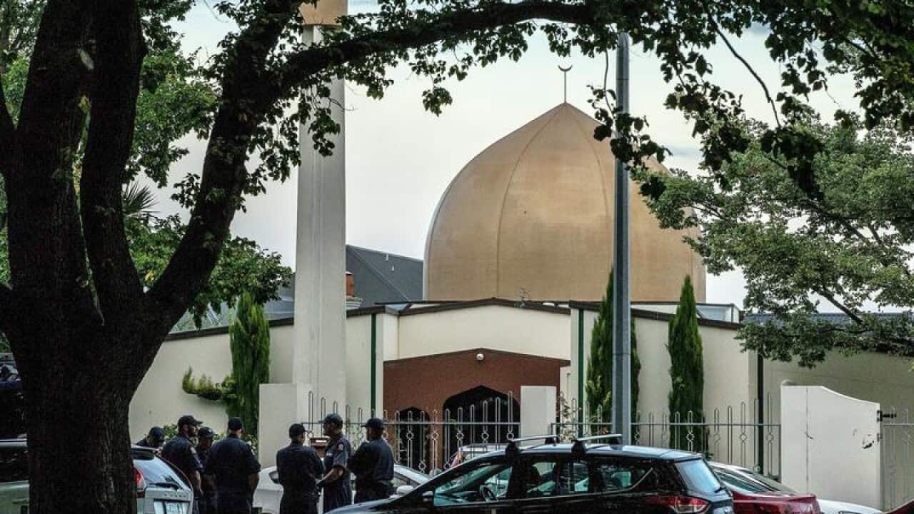 Police outside the Masjid Al Noor mosque in Christchurch