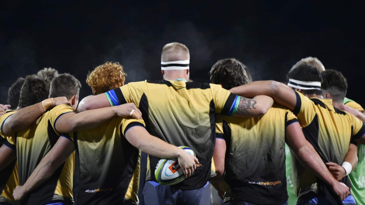 Steam rises off the Brumbies pack