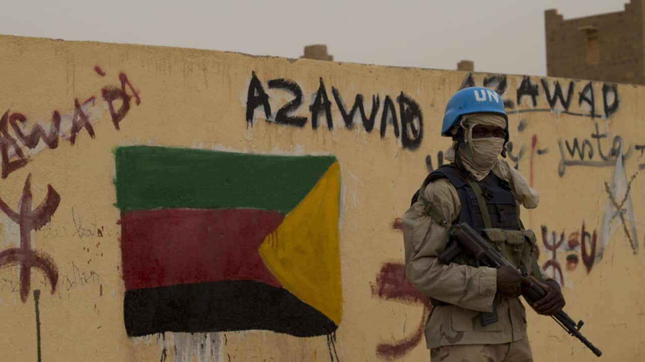 A United Nations peacekeeper in Kidal, Mali