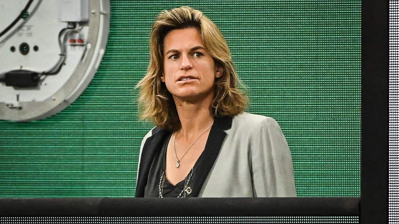 Amelie Mauresmo, director of Roland Garros, watches the Grand Slam tennis tournament on 19 May 2022.