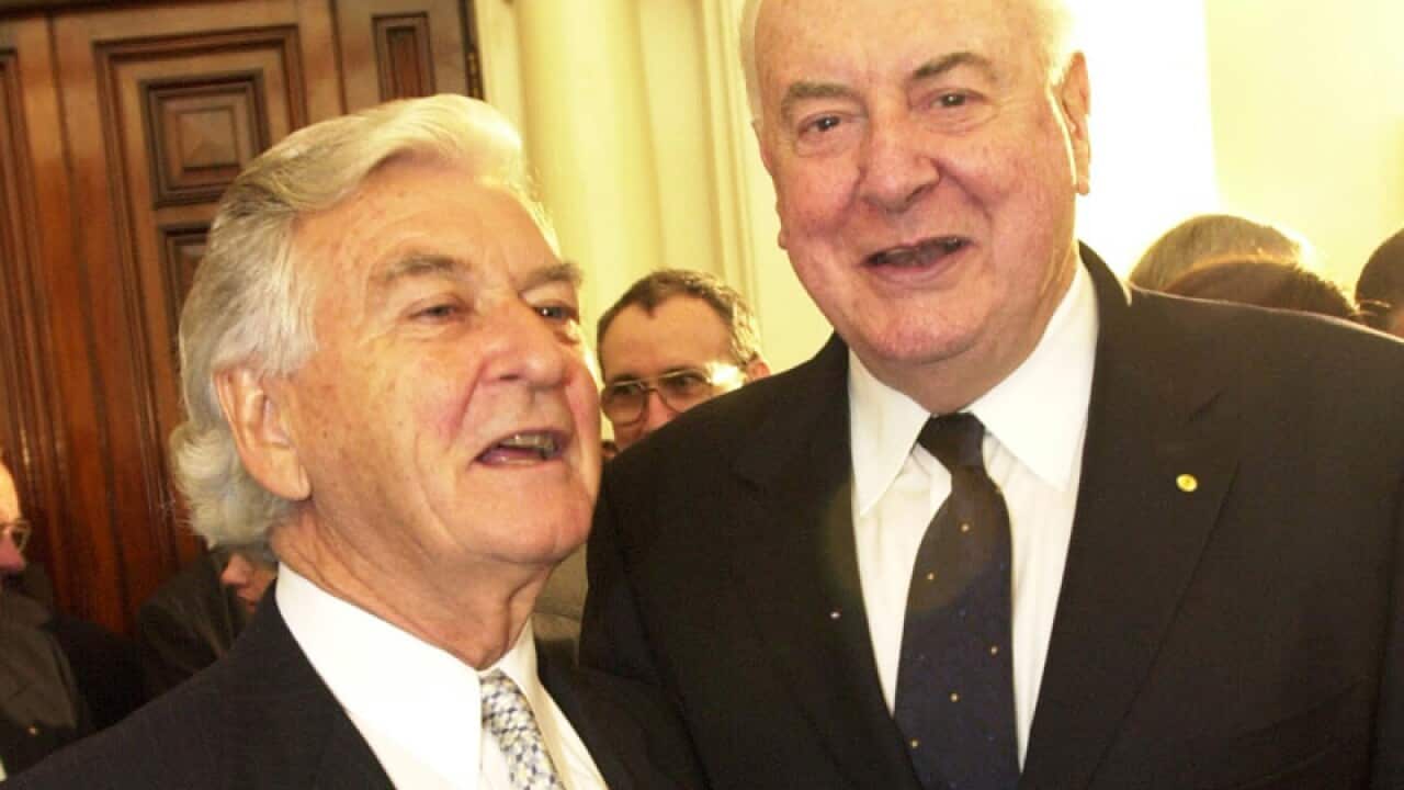 Bob Hawke and Gough Whitlam.
