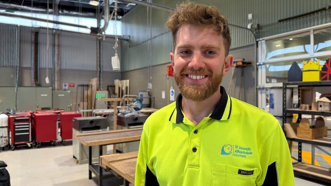 Apprentice carpenter Cedrick Smith worked with a language, literacy and numeracy coach to build skills for the work site.