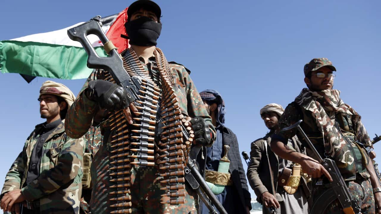 A group of Houthi fighters.