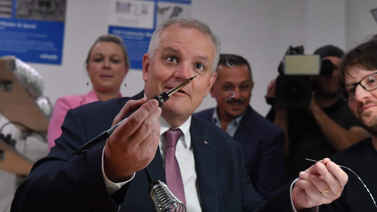 Prime Minister Scott Morrison soldering on Day 31 of the 2022 federal election campaign