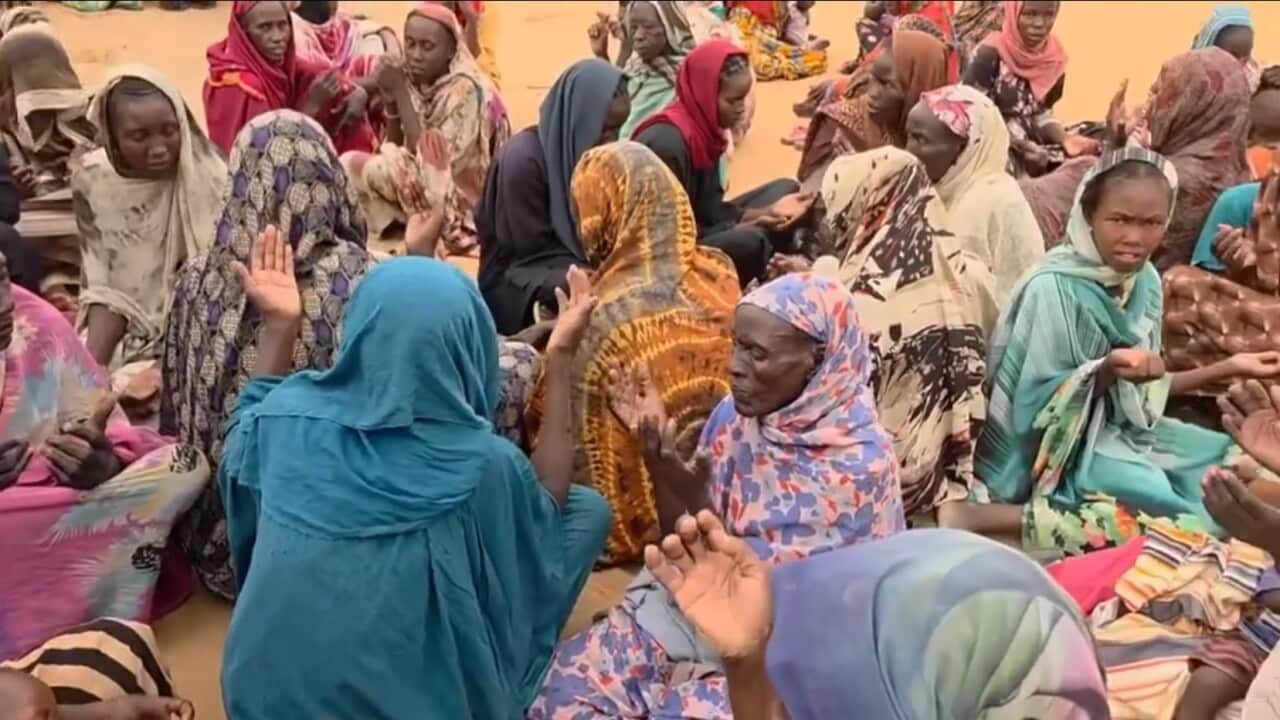 Women praying in the besieged city of Al-Fashir July 2025 supplied.jpg