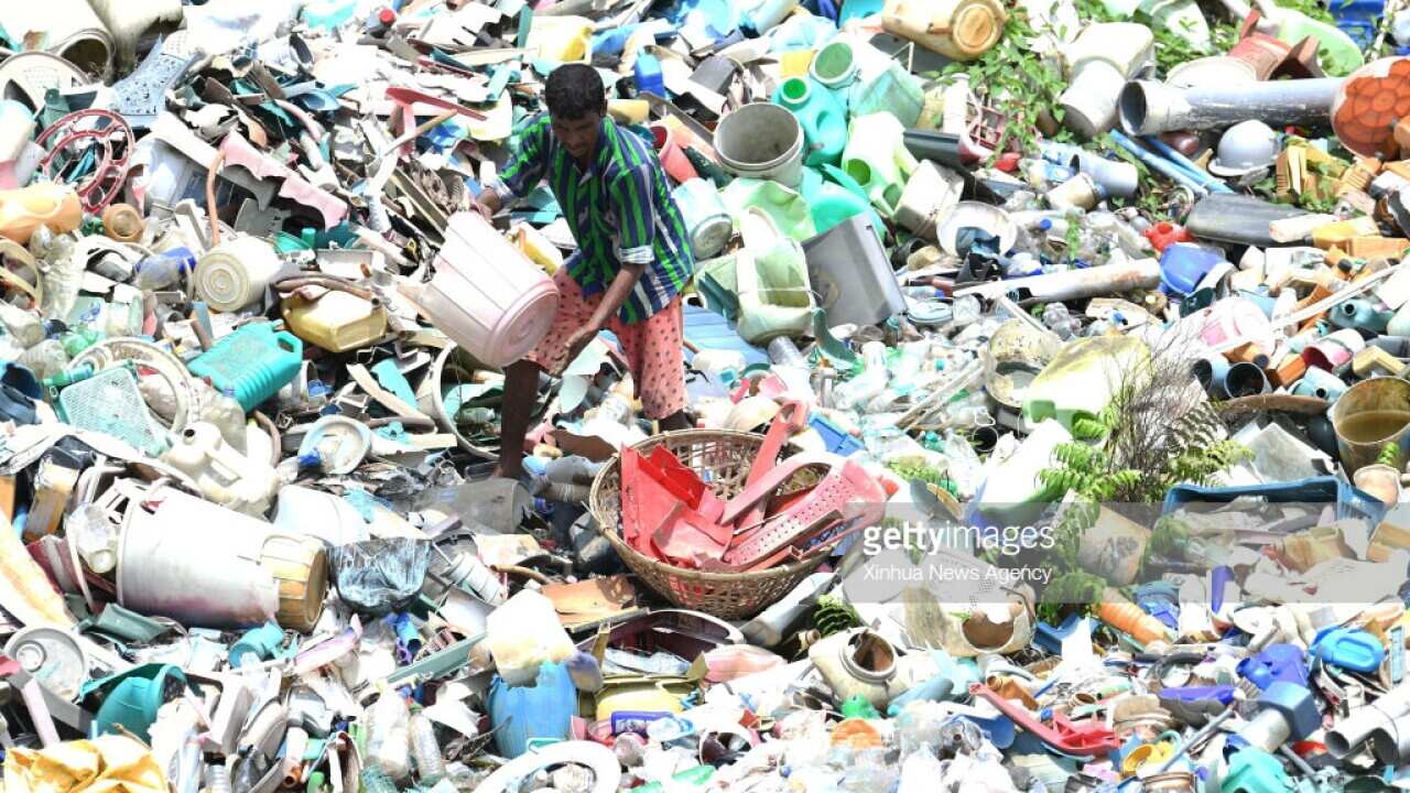 Plastic pollution in India.