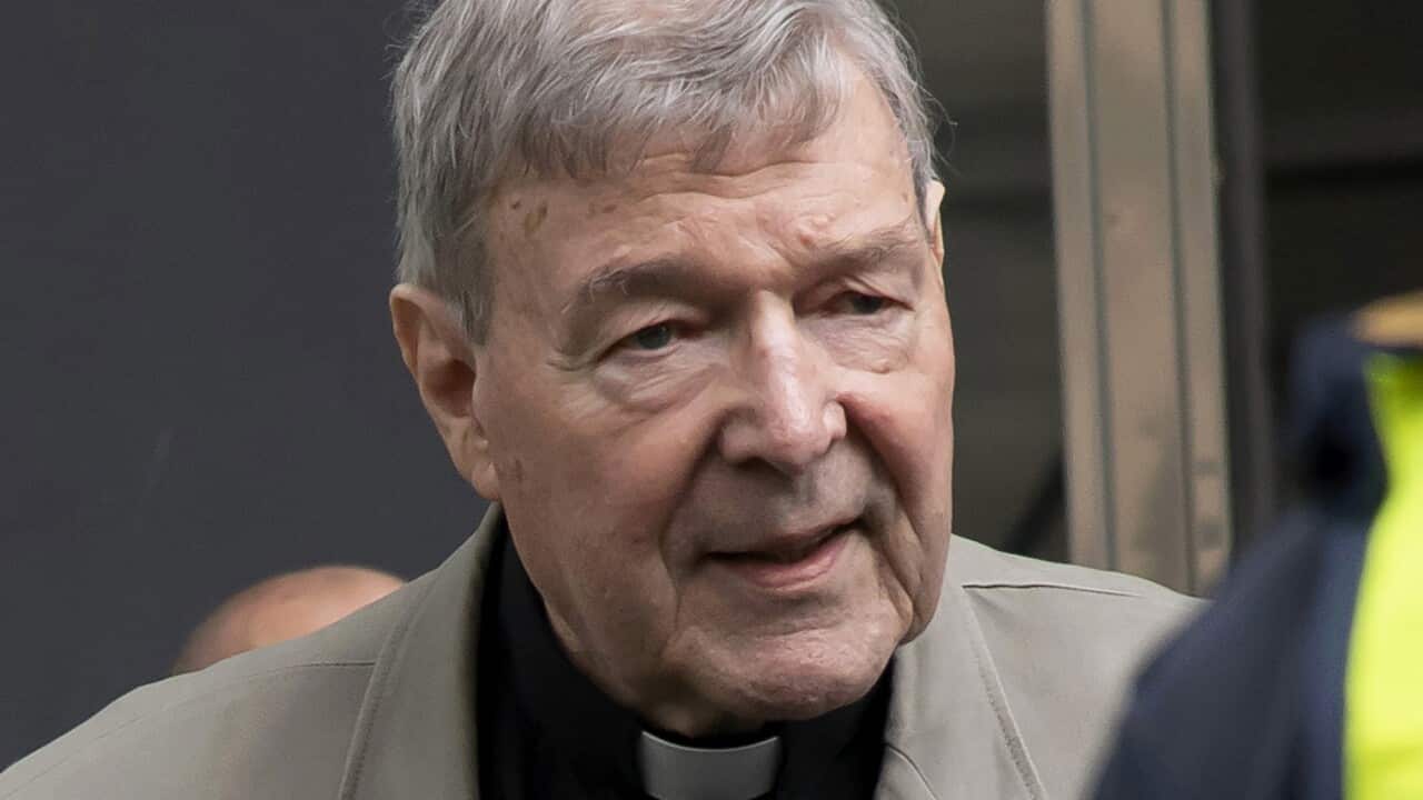 In this Feb. 26, 2019, file photo, Cardinal George Pell arrives at the County Court in Melbourne, Australia