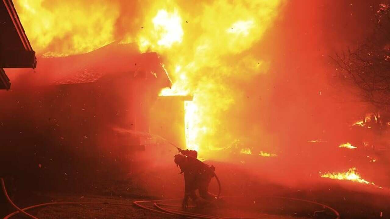 Californian firefighter fighting wildfires.