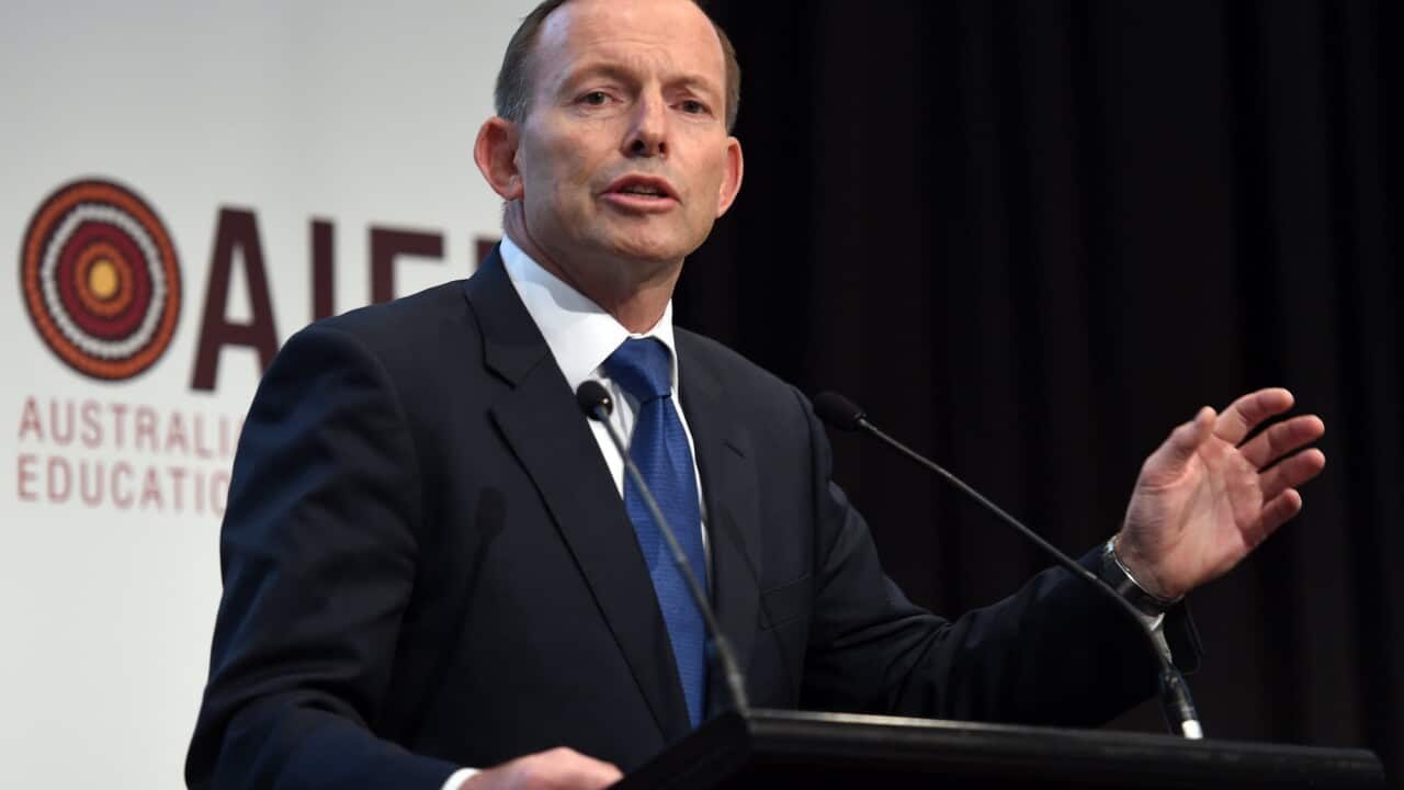 Australian Prime Minister Tony Abbott speaks at the Australian Indigenous Education Foundation luncheon in Sydney