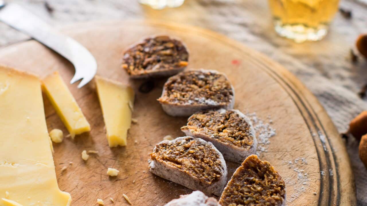 Fig, walnut and fennel roulade