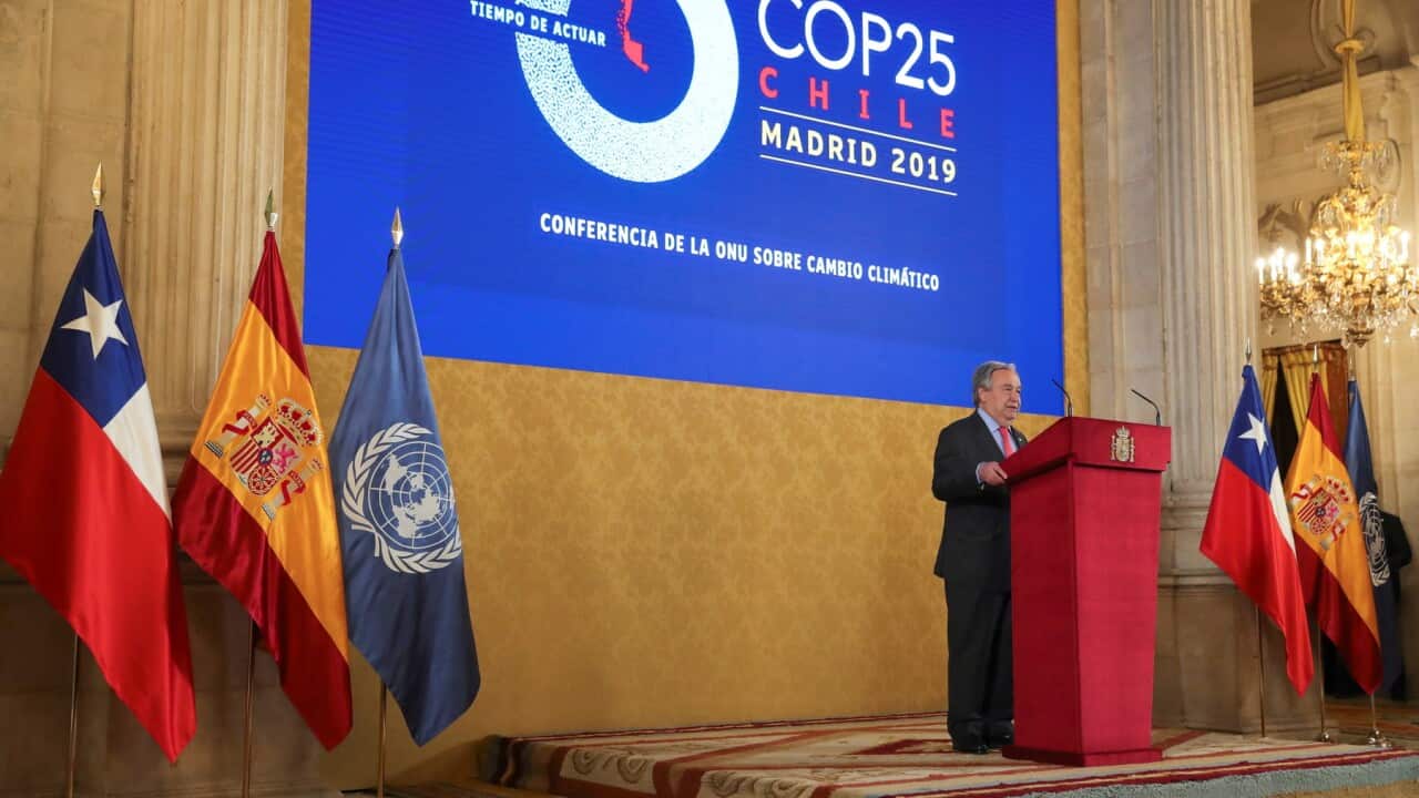 UN General-Secretary Antonio Guterres at a reception in Madrid, Spain