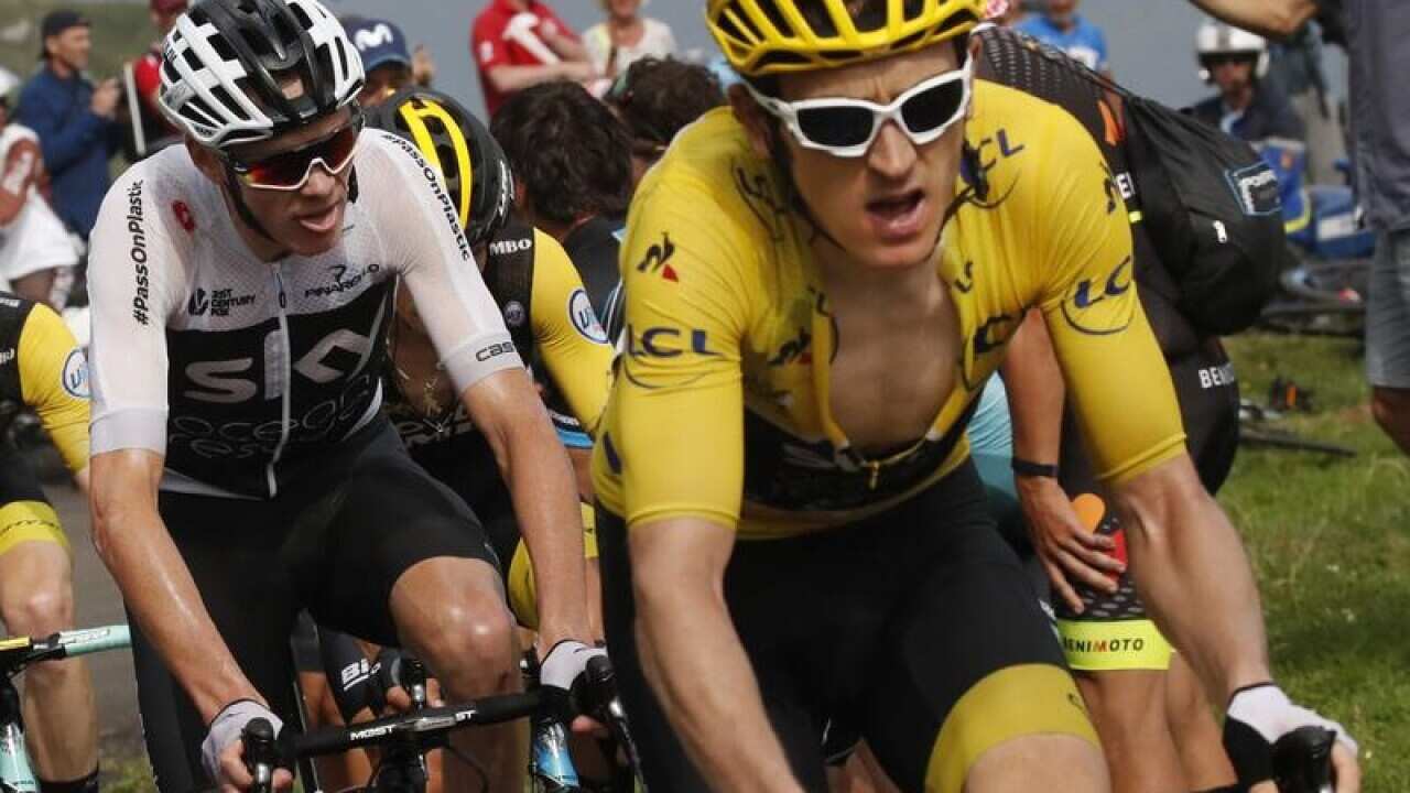 British cyclists Geraint Thomas and Chris Froome