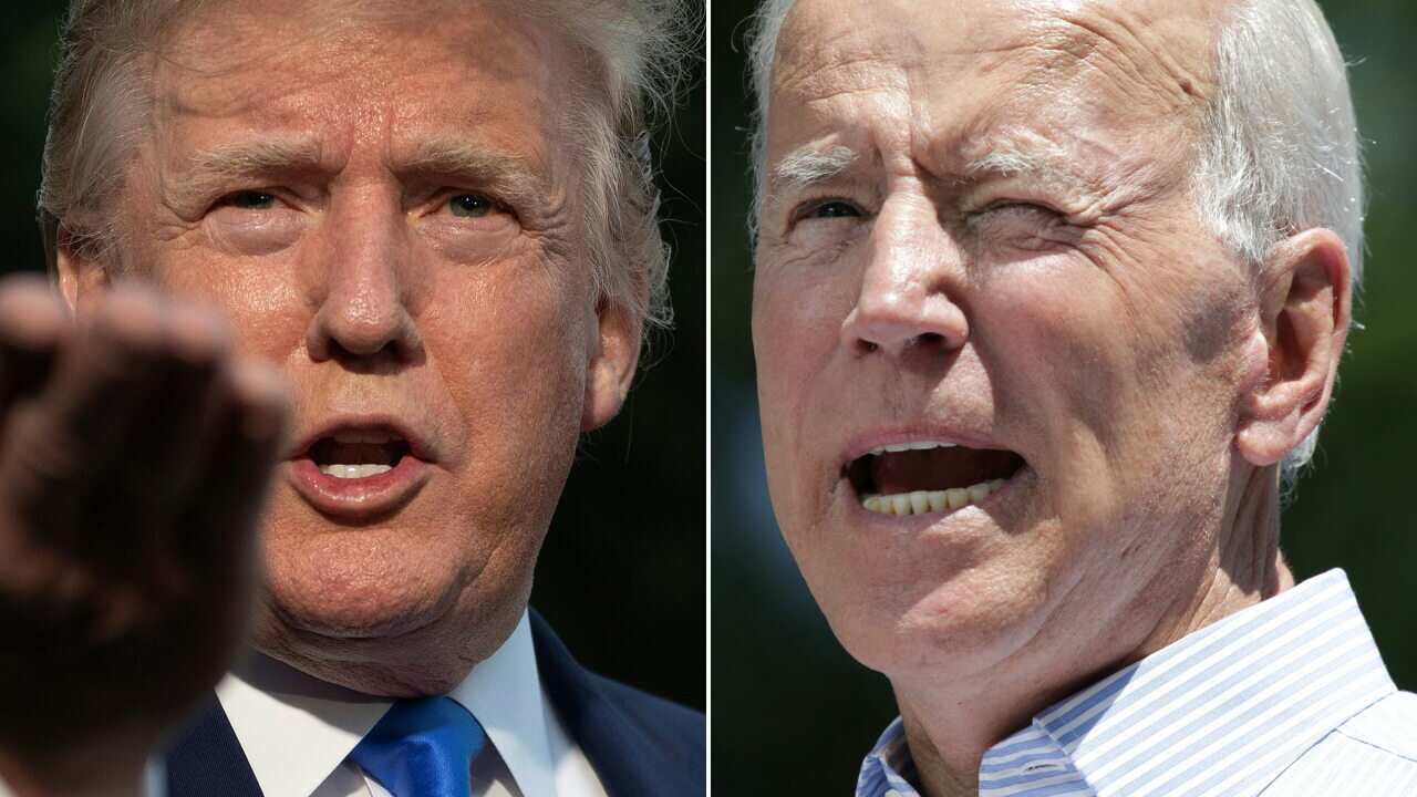 US President Donald Trump (L) and former US vice president Joe Biden (R),