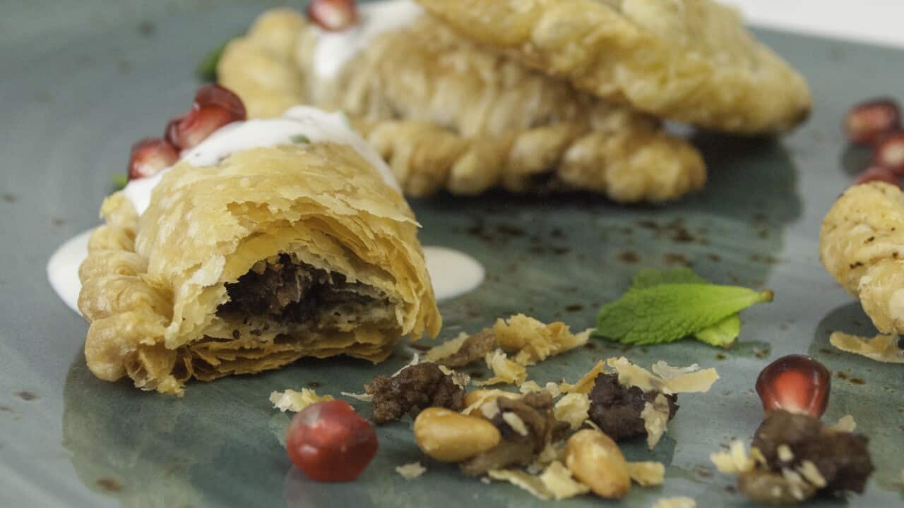 Lamb and pomegranate pastries