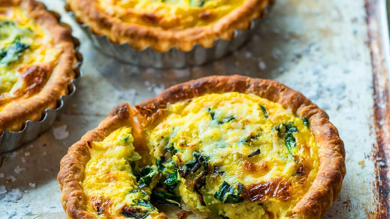Spring garlic and spinach tartlets
