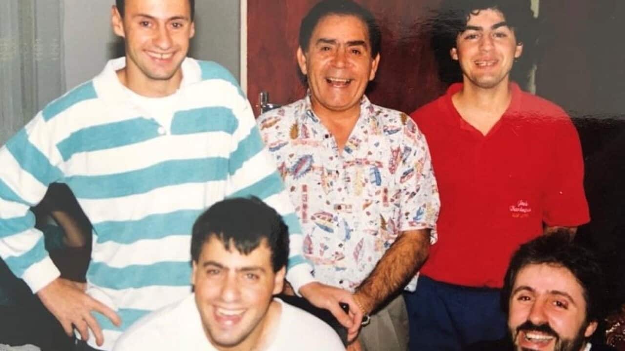 Frank Scali with four of his six children.