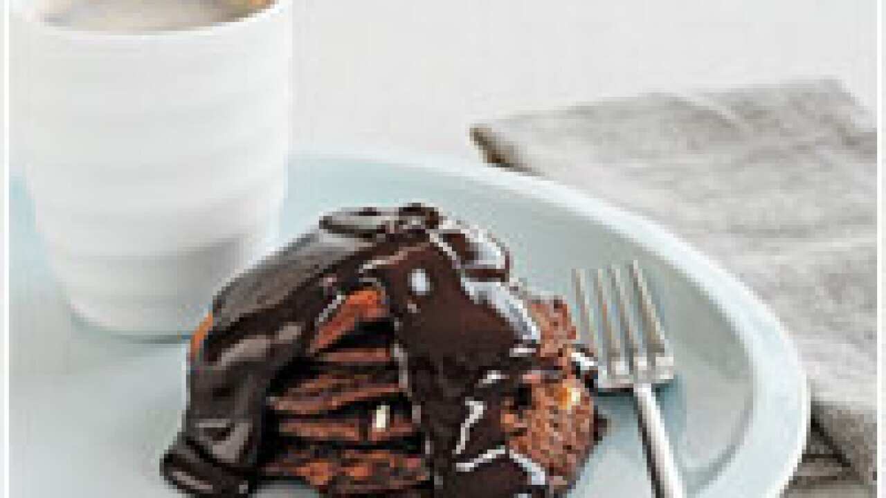 Chocolate pancakes with chocolate sauce