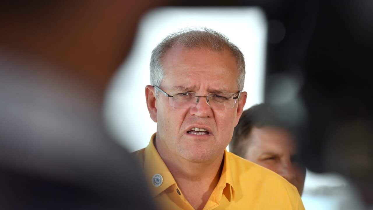 Australia's Prime Minister Scott Morrison at a press conference during the Pacific Islands Forum in Funafuti, Tuvalu, Friday, August 16, 2019.