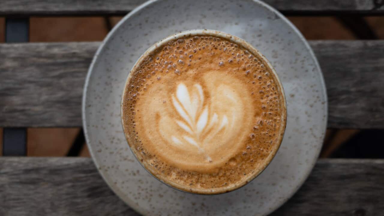 A flat white coffee in Canberra