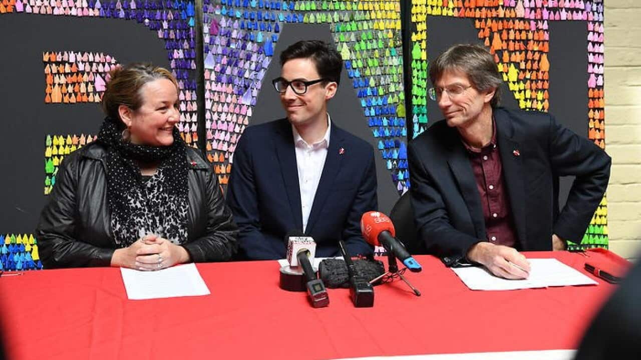 Tilman Ruff on the right at ICAN 2017 Nobel Peace Prize conference